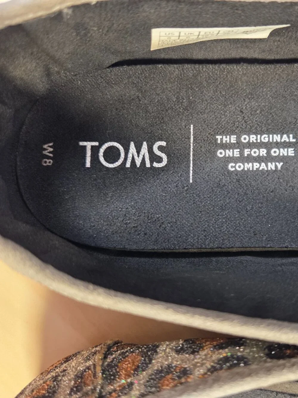 TOMS Classic Silver Glitter Cheetah Alpargata Shoes Women US 8